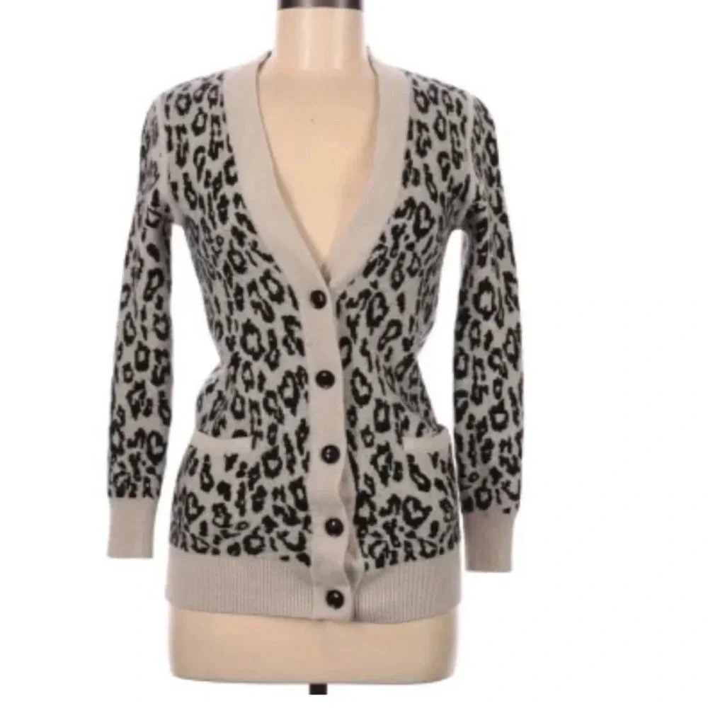Magaschoni Animal Print Cardigan Leopard print cardigan Wool size Small